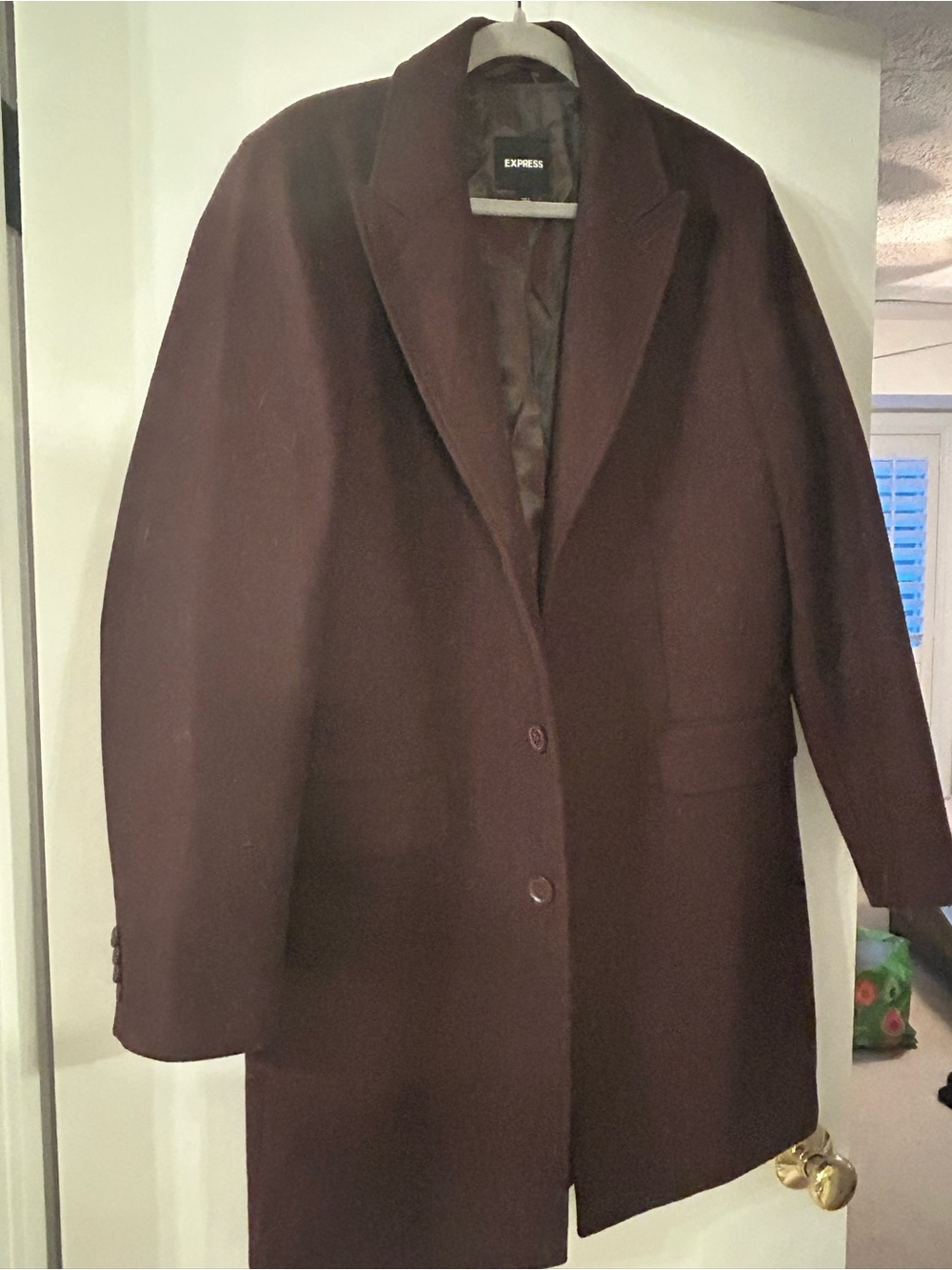 Express Men’s Deep Burgundy Single-Breasted Trench Coat